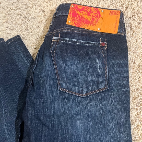 New Ed Hardy Jeans Women's Embroidered Logo Size 29 Denim Jeans Boot Cut NWT - Picture 5 of 8